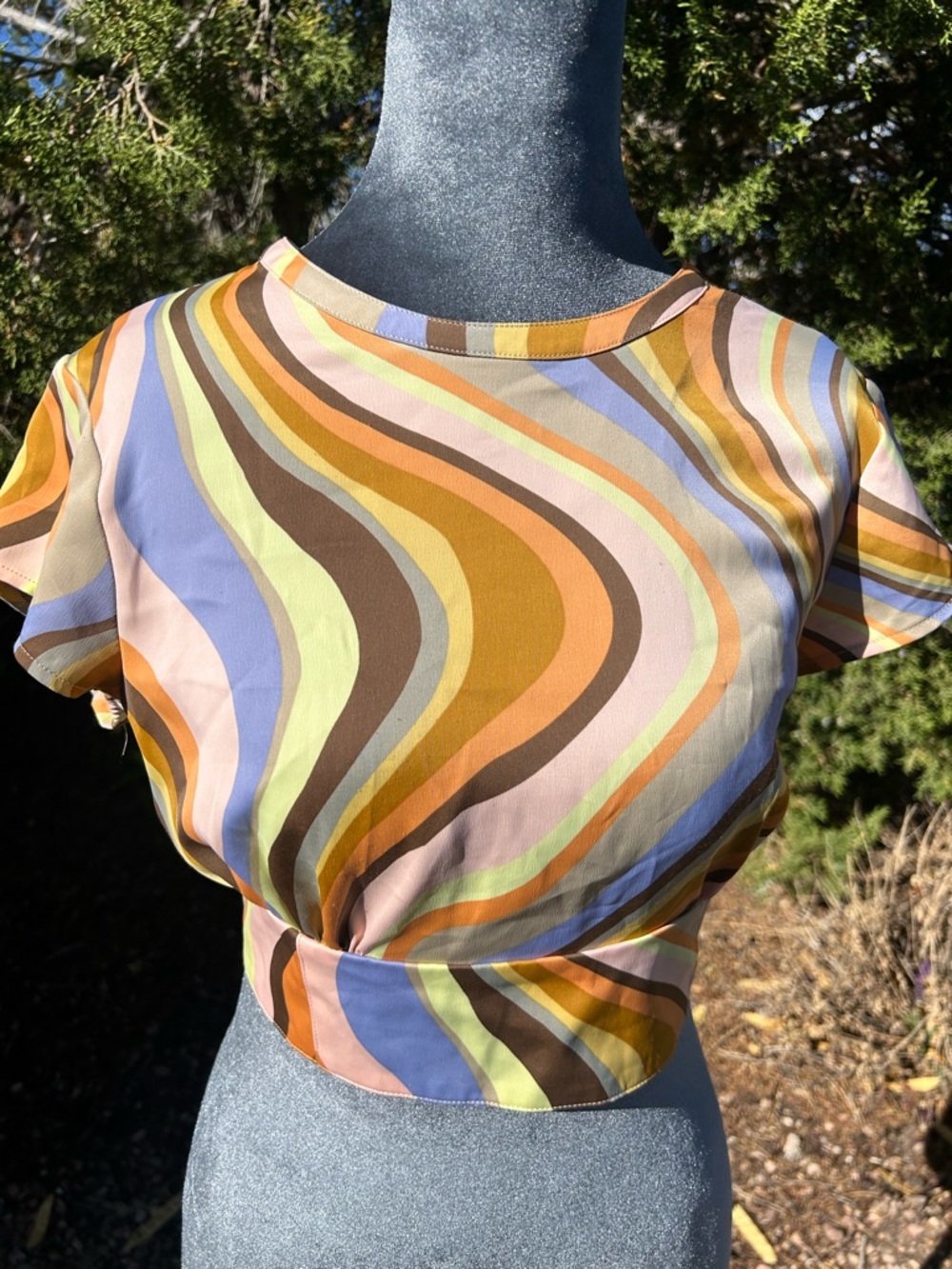 Urban Outfitters Multicolor Wavy Crop Top - Mustard, Lilac & Brown